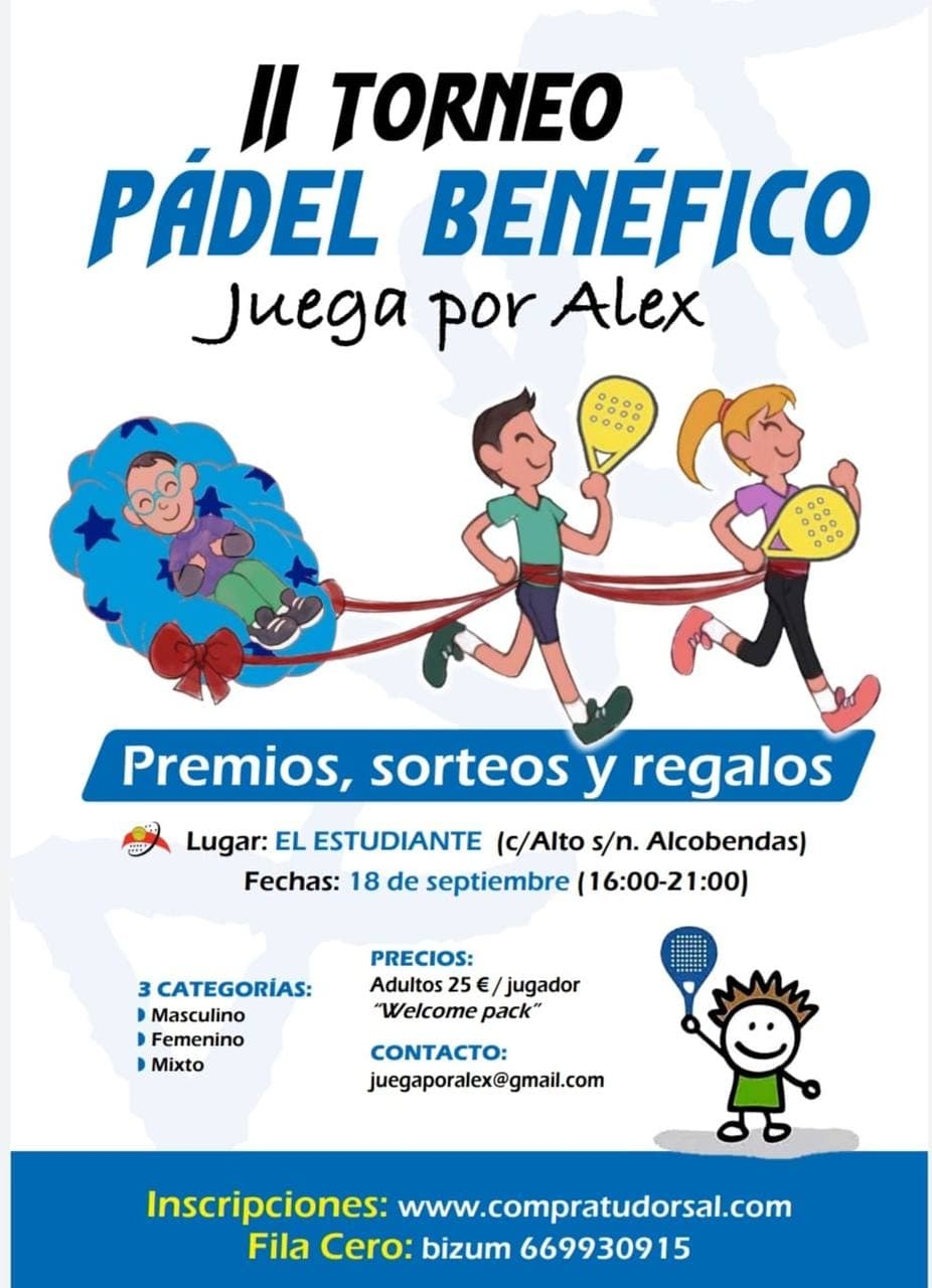 II TORNEO PÁDEL BENÉFICO JUEGA POR ÁLEX - Inscríbete