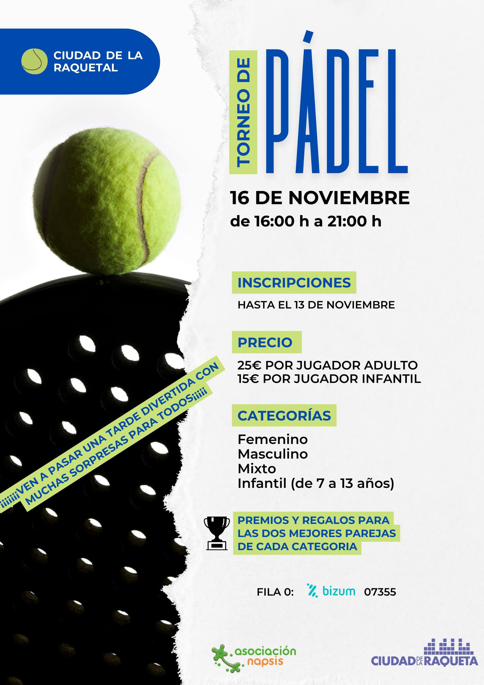 TORNEO PÁDEL ASOCIACIÓN NAPSIS - Inscríbete